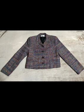 Vintage Soirée Petites (S) 100% Handwoven Silk Woven Blazer Jacket Made in USA